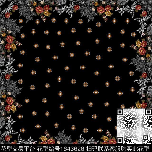 民族风花卉围巾数码印花华亿平台下载（图片编号: 1643626） - 瓦栏（Walan）