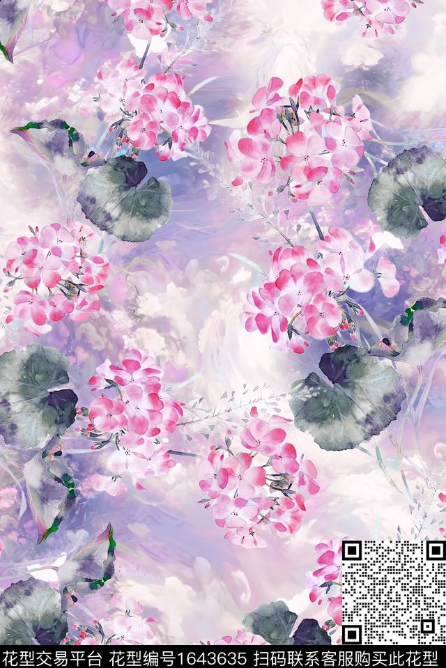 年轻女装小清新满版散花数码印花华亿平台下载（图片编号: 1643635） - 瓦栏（Walan）