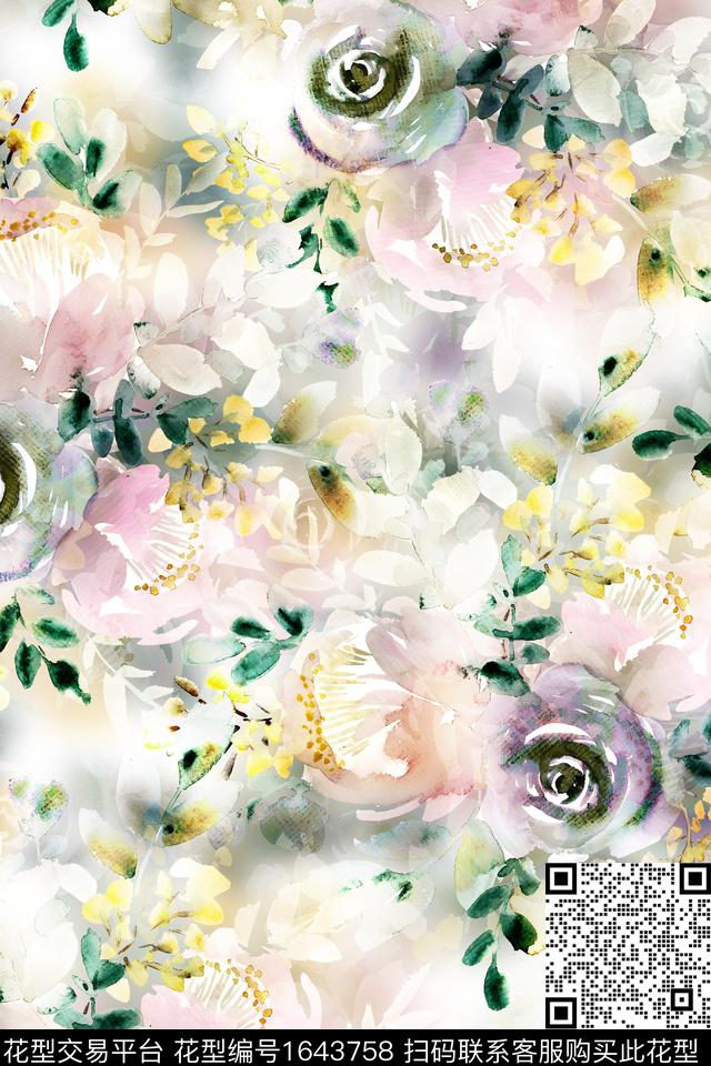 年轻女装花卉数码华亿平台数码印花华亿平台下载（图片编号: 1643758） - 瓦栏（Walan）