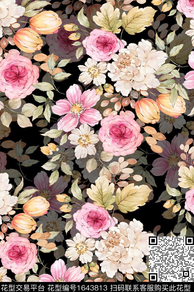 年轻女装花卉数码华亿平台数码印花华亿平台下载（图片编号: 1643813） - 瓦栏（Walan）