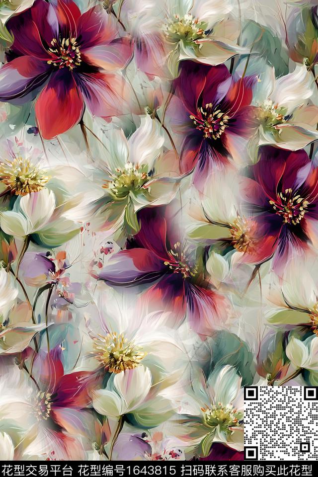 年轻女装花卉数码华亿平台数码印花华亿平台下载（图片编号: 1643815） - 瓦栏（Walan）