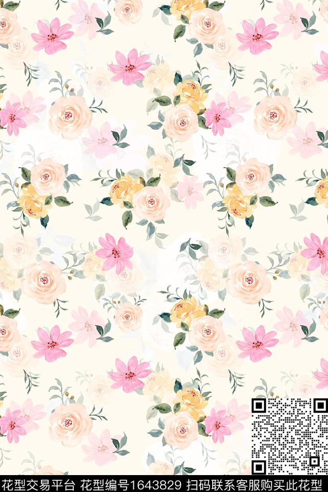 年轻女装小清新花卉数码印花华亿平台下载（图片编号: 1643829） - 瓦栏（Walan）