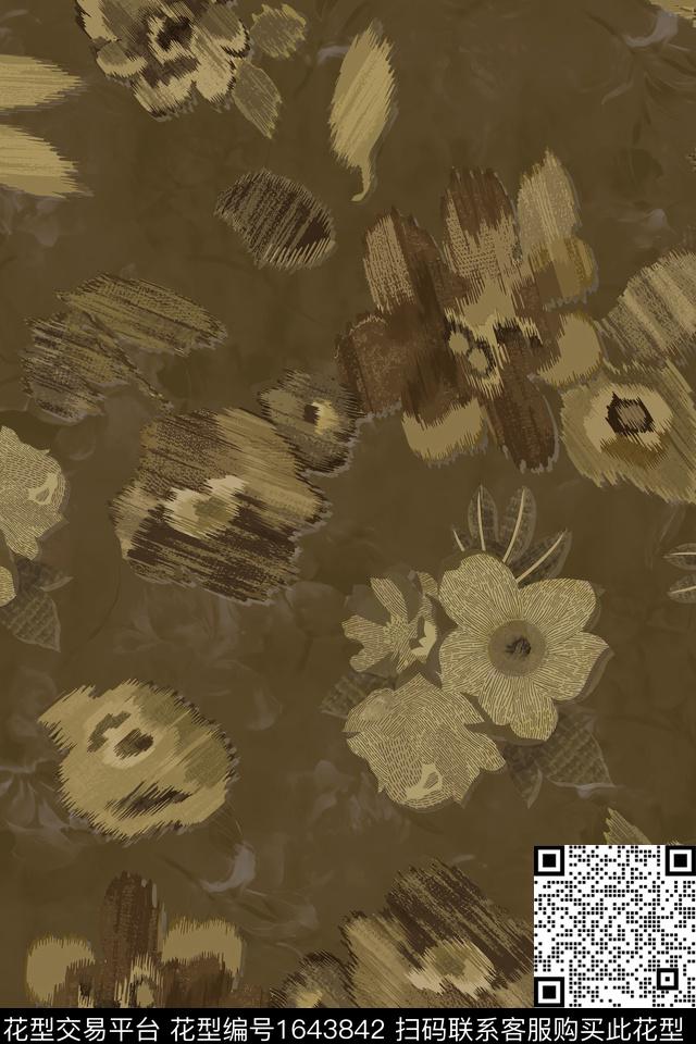 花卉抽象花卉模糊花卉数码印花华亿平台下载（图片编号: 1643842） - 瓦栏（Walan）
