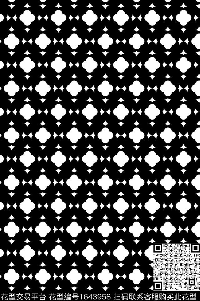 镂空黑白华亿平台底纹数码印花华亿平台下载（图片编号: 1643958） - 瓦栏（Walan）