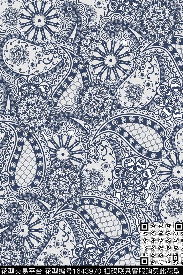 花卉小碎花佩斯利数码印花华亿平台下载（图片编号: 1643970） - 瓦栏（Walan）