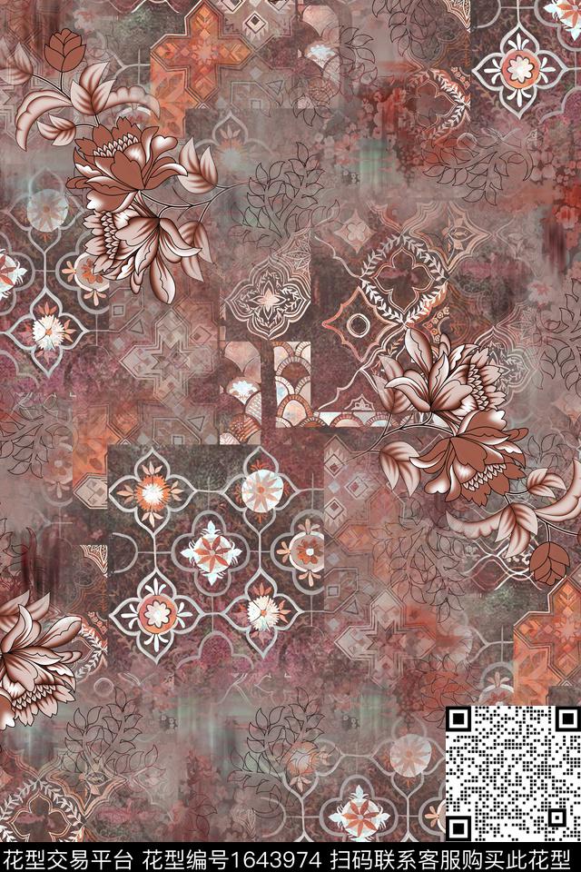 民族风肌理几何数码印花华亿平台下载（图片编号: 1643974） - 瓦栏（Walan）