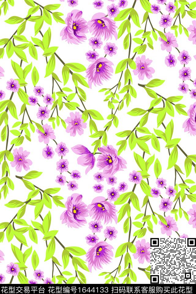 年轻女装点彩满版散花传统印花华亿平台下载（图片编号: 1644133） - 瓦栏（Walan）