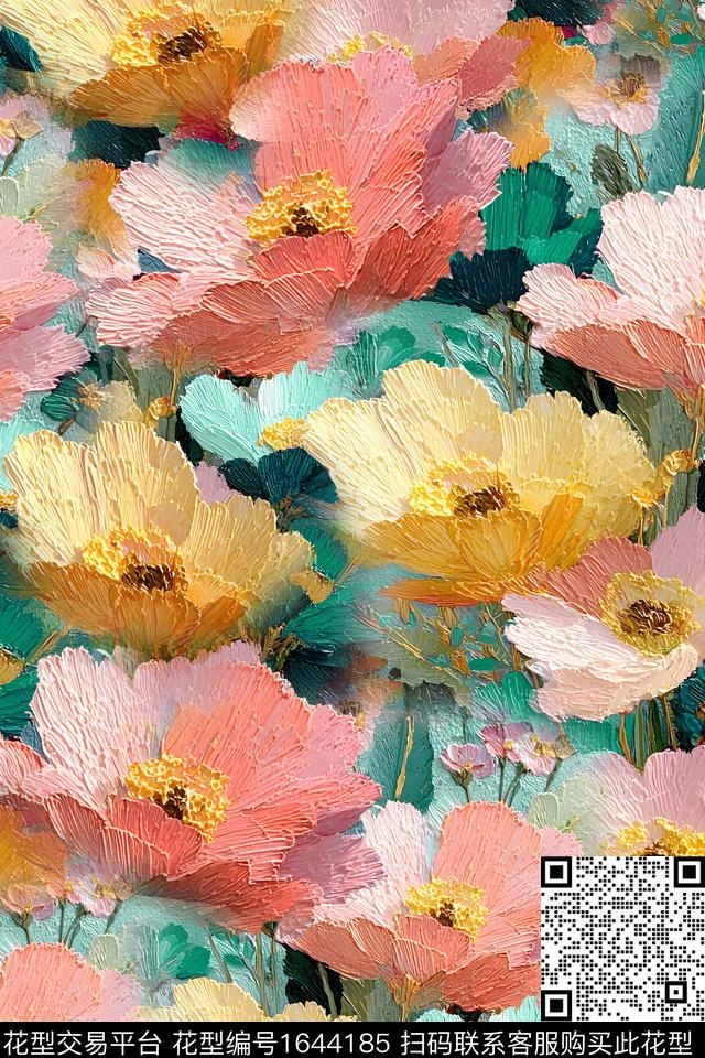 年轻女装花卉油画华亿平台数码印花华亿平台下载（图片编号: 1644185） - 瓦栏（Walan）