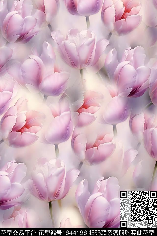 年轻女装小清新花卉数码印花华亿平台下载（图片编号: 1644196） - 瓦栏（Walan）