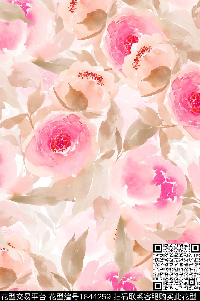 年轻女装小清新花卉数码印花华亿平台下载（图片编号: 1644259） - 瓦栏（Walan）