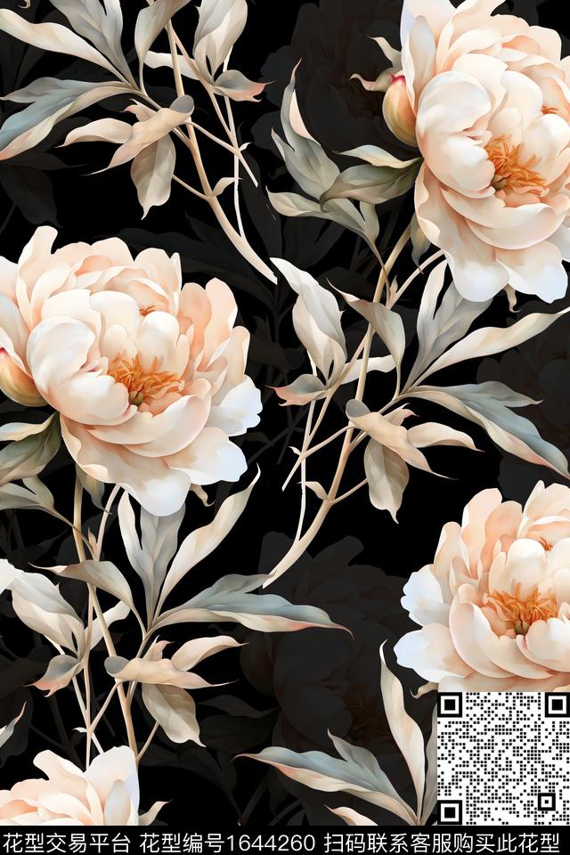 年轻女装小清新花卉数码印花华亿平台下载（图片编号: 1644260） - 瓦栏（Walan）