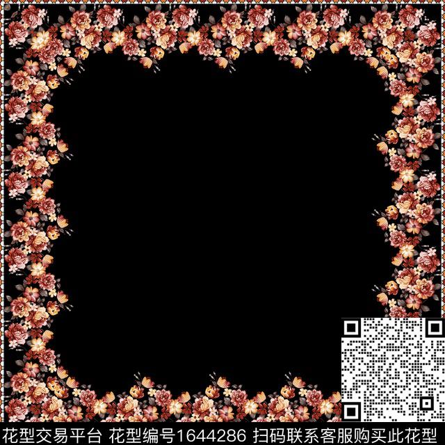 花卉围巾几何数码印花华亿平台下载（图片编号: 1644286） - 瓦栏（Walan）