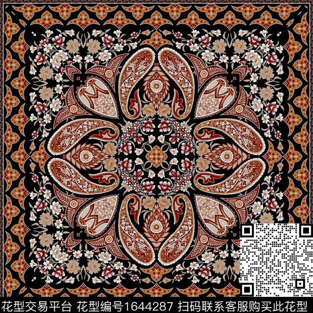 民族风围巾几何数码印花华亿平台下载（图片编号: 1644287） - 瓦栏（Walan）