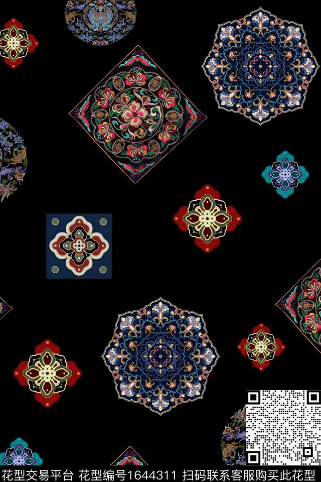 年轻女装中国风真丝数码印花华亿平台下载（图片编号: 1644311） - 瓦栏（Walan）