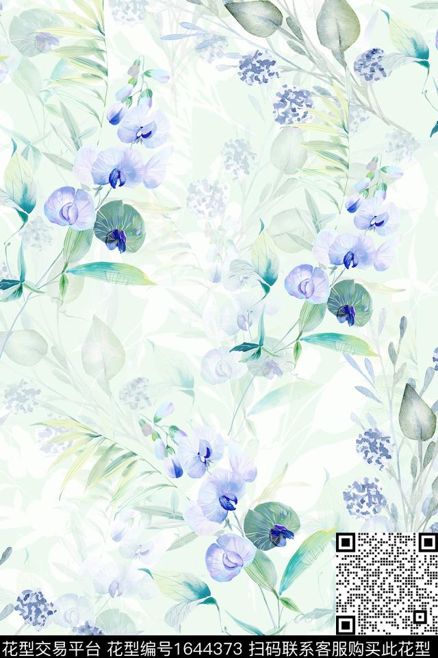 年轻女装小清新花卉数码印花华亿平台下载（图片编号: 1644373） - 瓦栏（Walan）