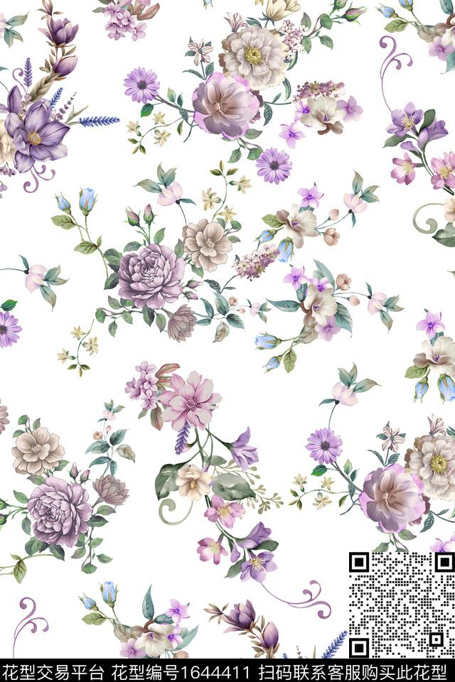 清爽底花卉花卉小碎花数码印花华亿平台下载（图片编号: 1644411） - 瓦栏（Walan）
