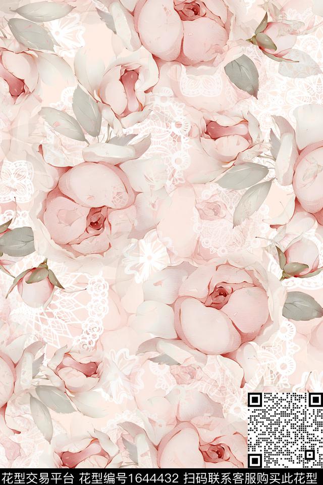 年轻女装小清新花卉数码印花华亿平台下载（图片编号: 1644432） - 瓦栏（Walan）