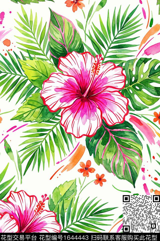 花卉水彩花卉大花数码印花华亿平台下载（图片编号: 1644443） - 瓦栏（Walan）