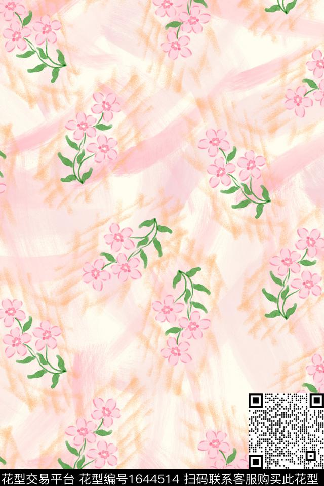 小清新清爽底花卉花卉数码印花华亿平台下载（图片编号: 1644514） - 瓦栏（Walan）