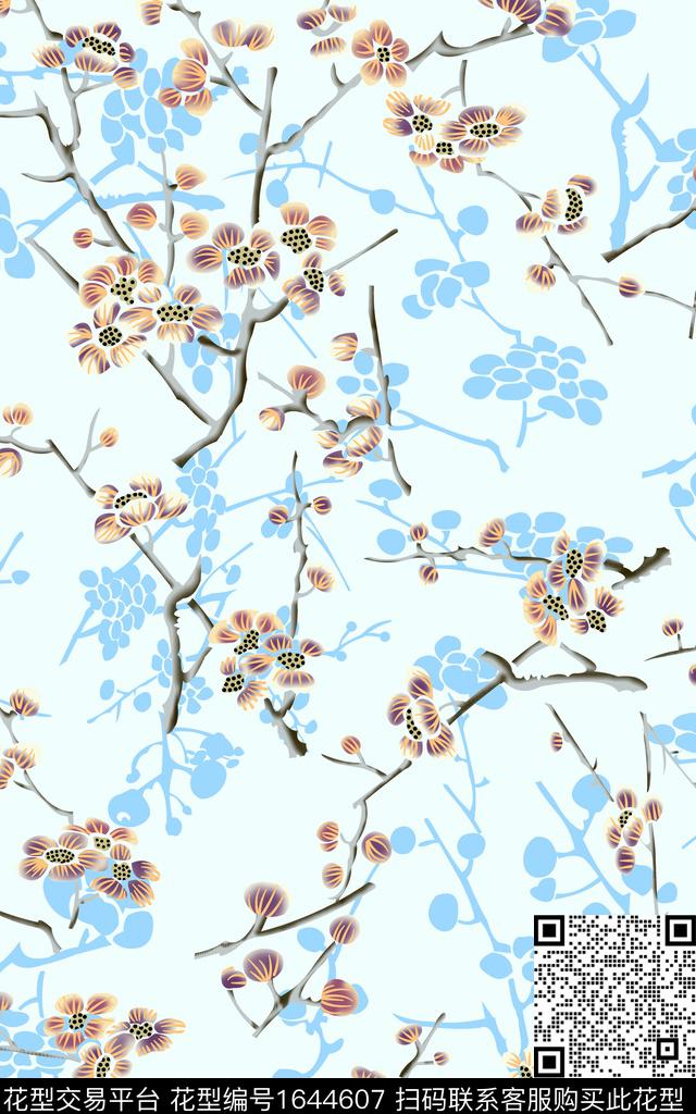 小清新小碎花中老年传统印花华亿平台下载（图片编号: 1644607） - 瓦栏（Walan）