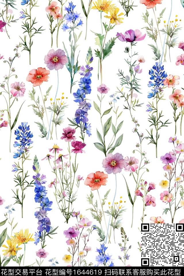 花卉抽象花卉小碎花数码印花华亿平台下载（图片编号: 1644619） - 瓦栏（Walan）