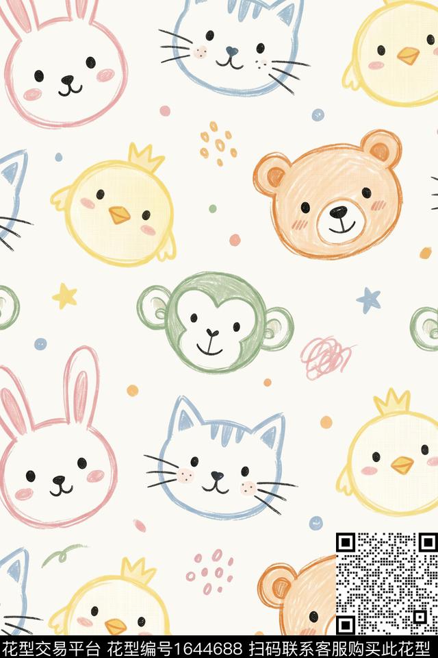 卡通动物趣味可爱数码印花华亿平台下载（图片编号: 1644688） - 瓦栏（Walan）