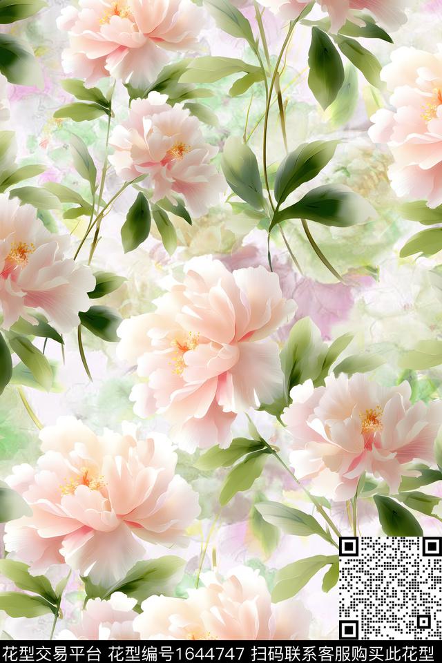 年轻女装小清新花卉数码印花华亿平台下载（图片编号: 1644747） - 瓦栏（Walan）