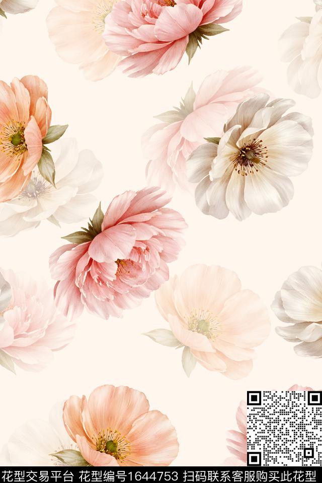 年轻女装小清新花卉数码印花华亿平台下载（图片编号: 1644753） - 瓦栏（Walan）