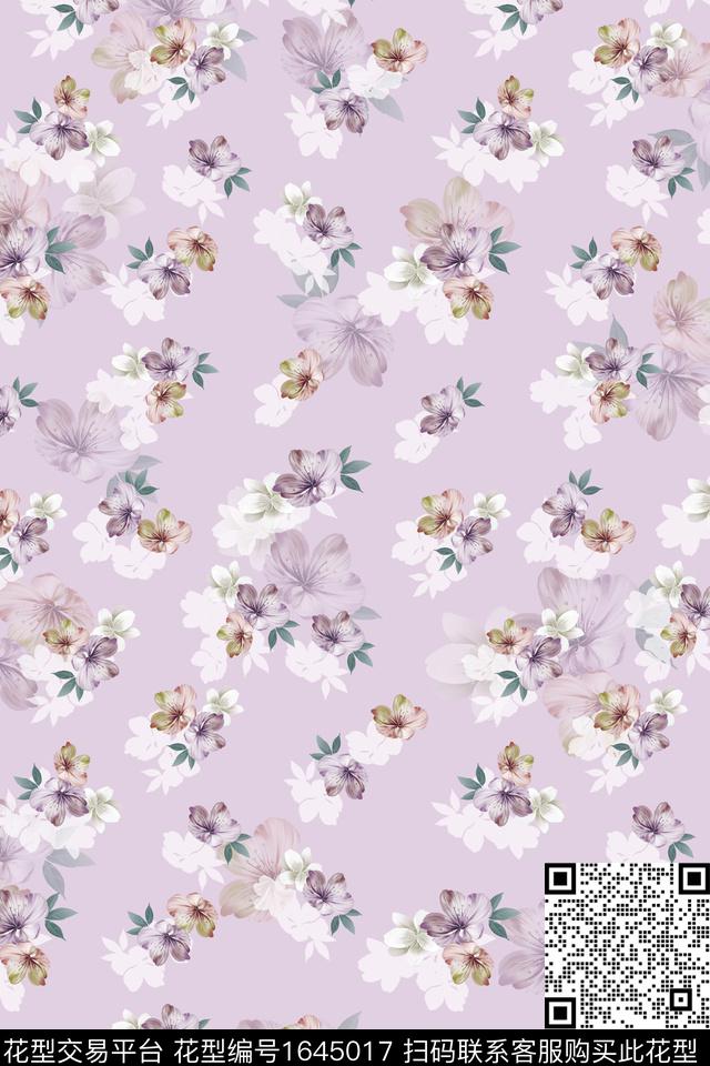 年轻女装花卉水彩数码印花华亿平台下载（图片编号: 1645017） - 瓦栏（Walan）