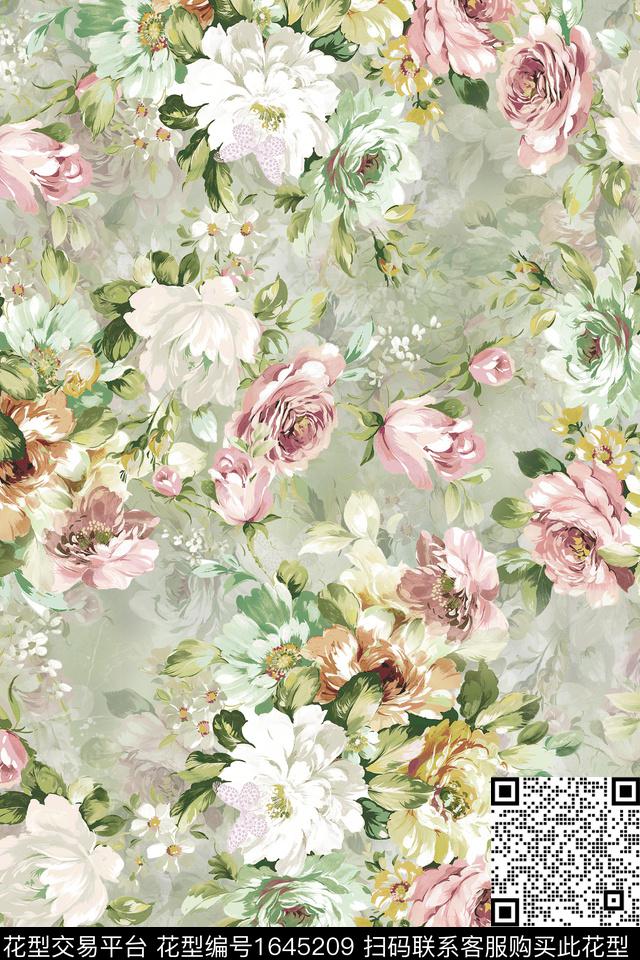 年轻女装小清新花卉数码印花华亿平台下载（图片编号: 1645209） - 瓦栏（Walan）