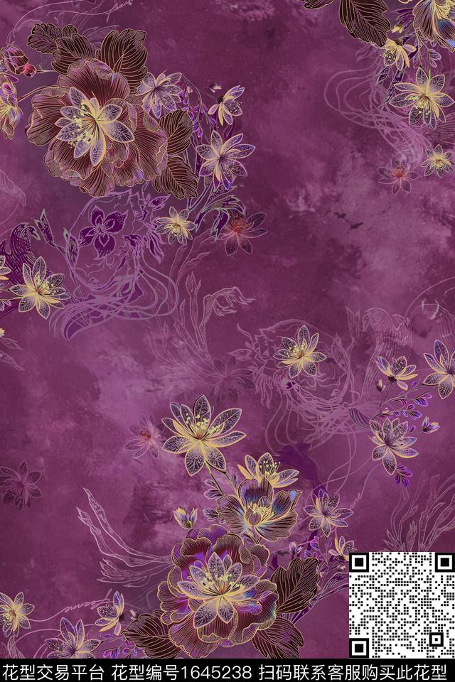 真丝旗袍香云纱数码印花华亿平台下载（图片编号: 1645238） - 瓦栏（Walan）