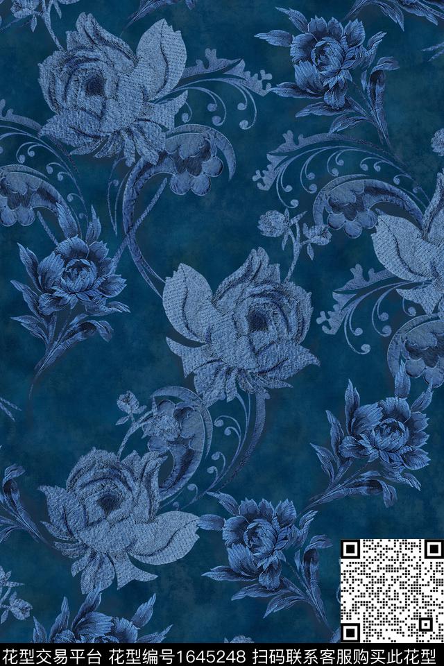 真丝旗袍香云纱数码印花华亿平台下载（图片编号: 1645248） - 瓦栏（Walan）