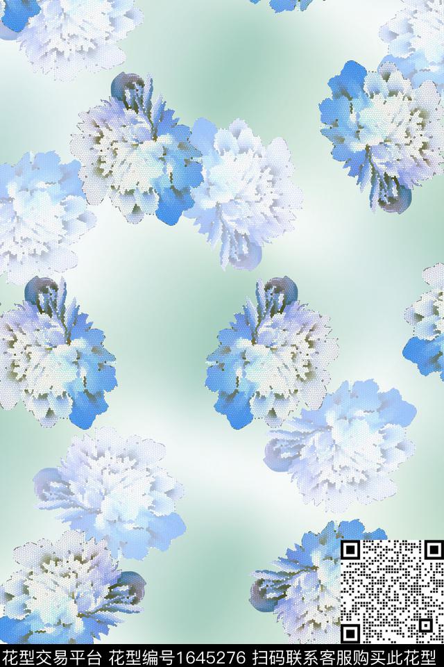 满版散花花卉抽象花卉数码印花华亿平台下载（图片编号: 1645276） - 瓦栏（Walan）