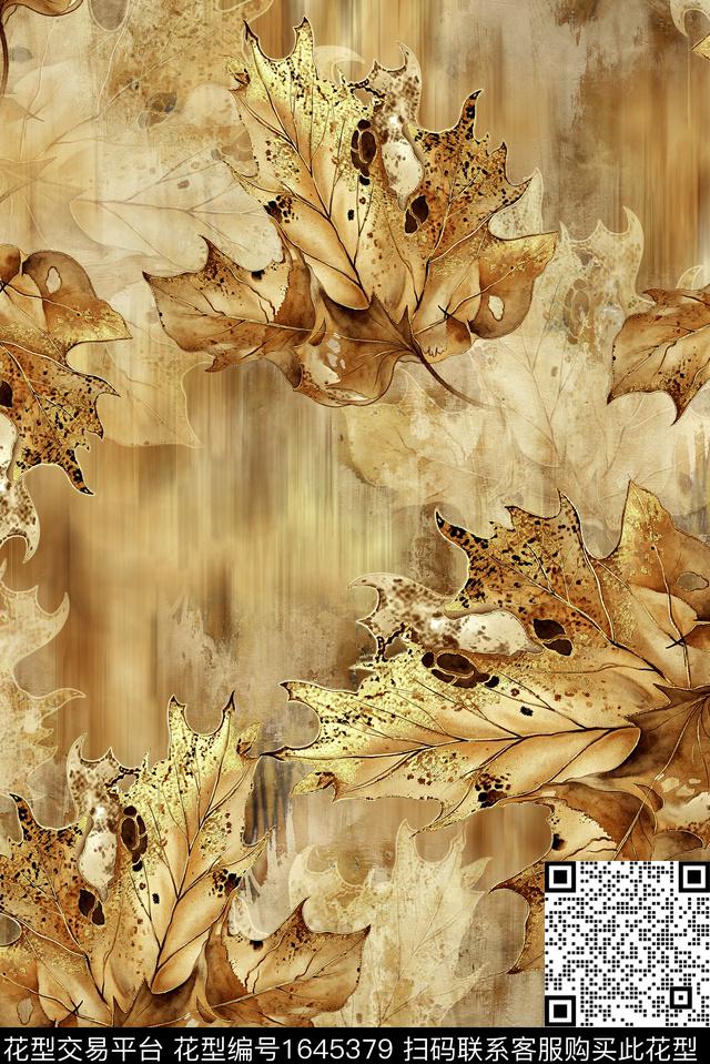 年轻女装满版散花水彩花卉数码印花华亿平台下载（图片编号: 1645379） - 瓦栏（Walan）