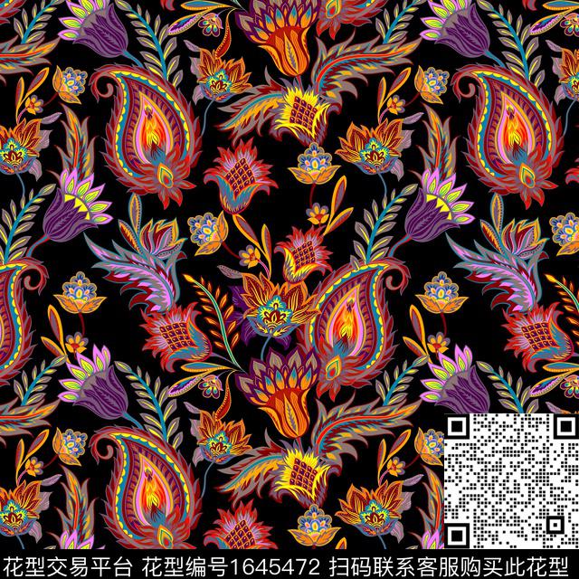 古典花纹民族风印度传统印花华亿平台下载（图片编号: 1645472） - 瓦栏（Walan）
