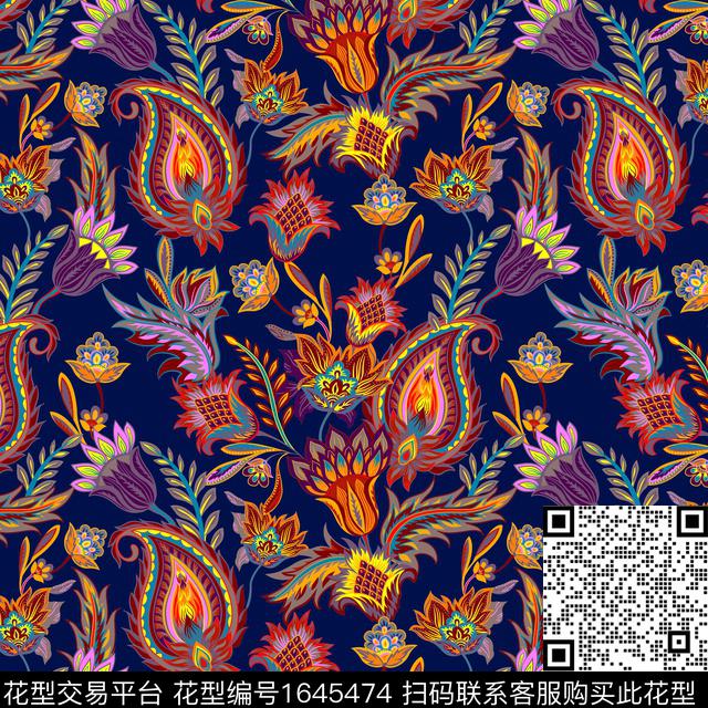 古典花纹民族风印度传统印花华亿平台下载（图片编号: 1645474） - 瓦栏（Walan）