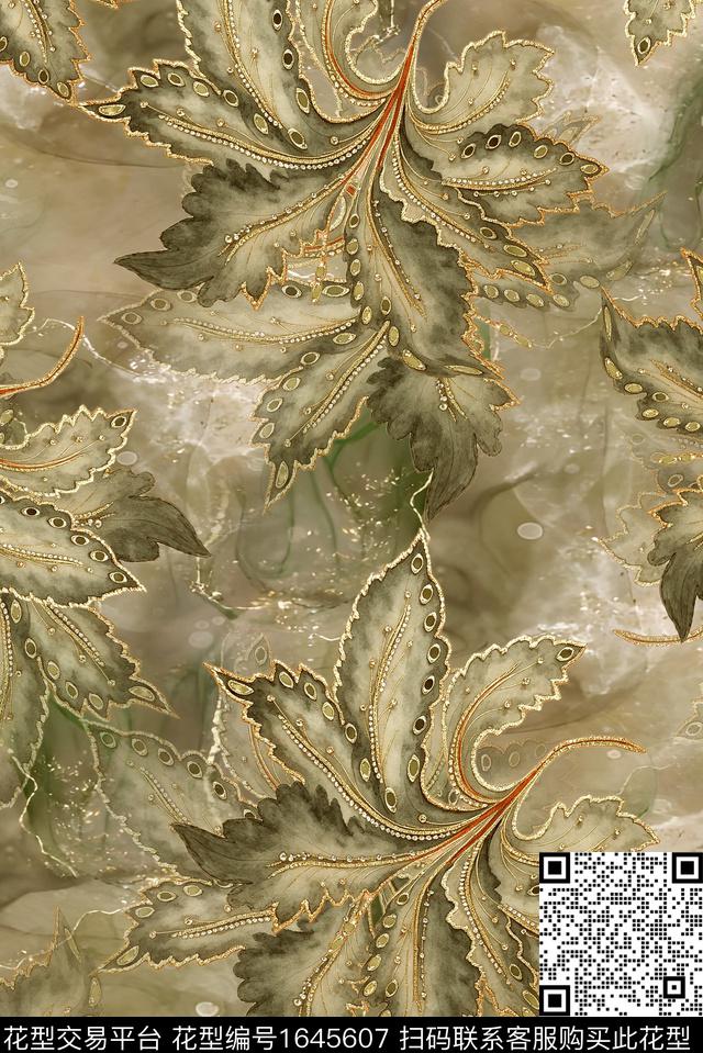年轻女装满版散花水彩花卉数码印花华亿平台下载（图片编号: 1645607） - 瓦栏（Walan）