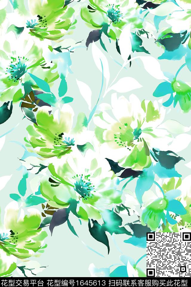年轻女装真丝花卉数码印花华亿平台下载（图片编号: 1645613） - 瓦栏（Walan）