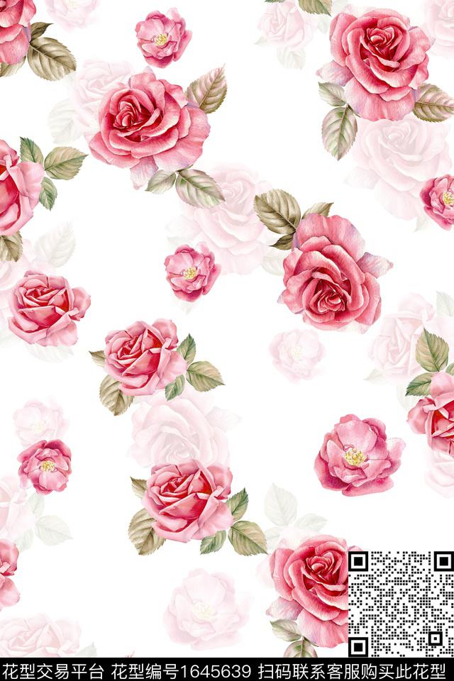 年轻女装真丝花卉数码印花华亿平台下载（图片编号: 1645639） - 瓦栏（Walan）