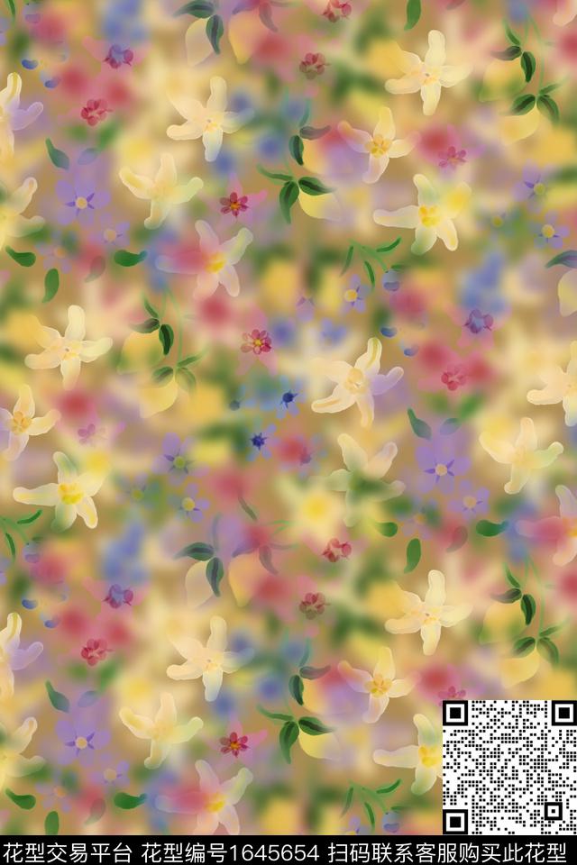 花卉肌理水彩数码印花华亿平台下载（图片编号: 1645654） - 瓦栏（Walan）