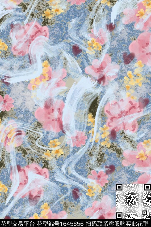 花卉肌理朦胧花卉数码印花华亿平台下载（图片编号: 1645656） - 瓦栏（Walan）