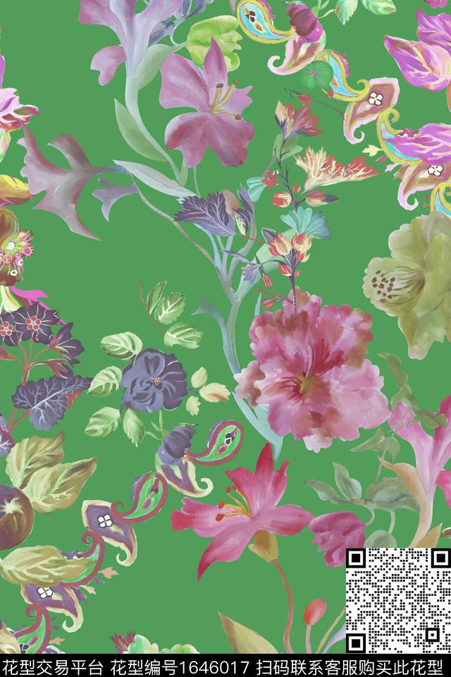 年轻女装真丝花卉数码印花华亿平台下载（图片编号: 1646017） - 瓦栏（Walan）