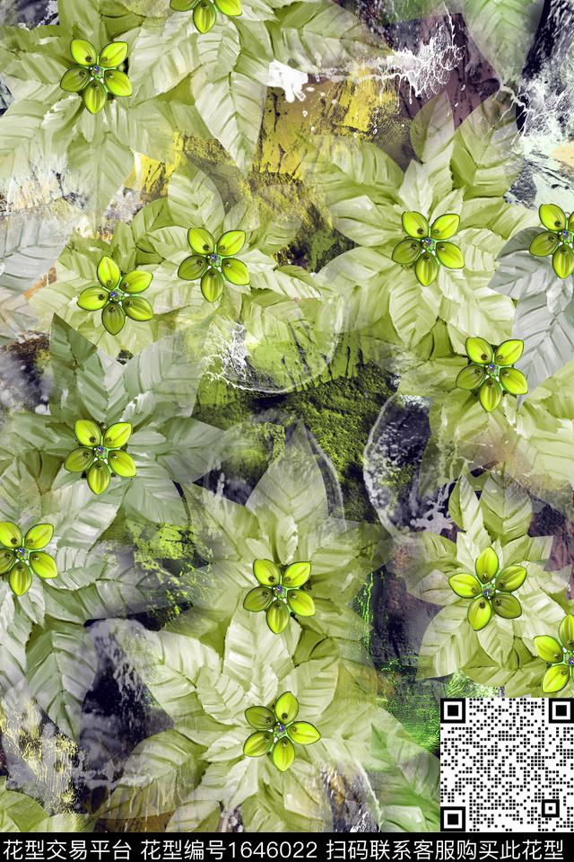 年轻女装植物小清新数码印花华亿平台下载（图片编号: 1646022） - 瓦栏（Walan）