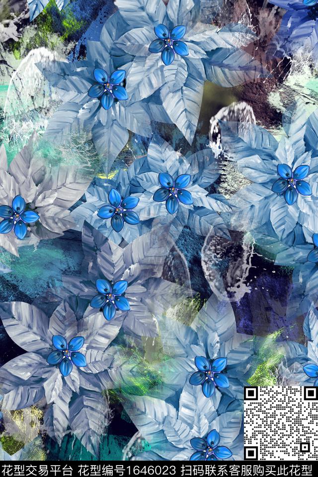 年轻女装植物小清新数码印花华亿平台下载（图片编号: 1646023） - 瓦栏（Walan）