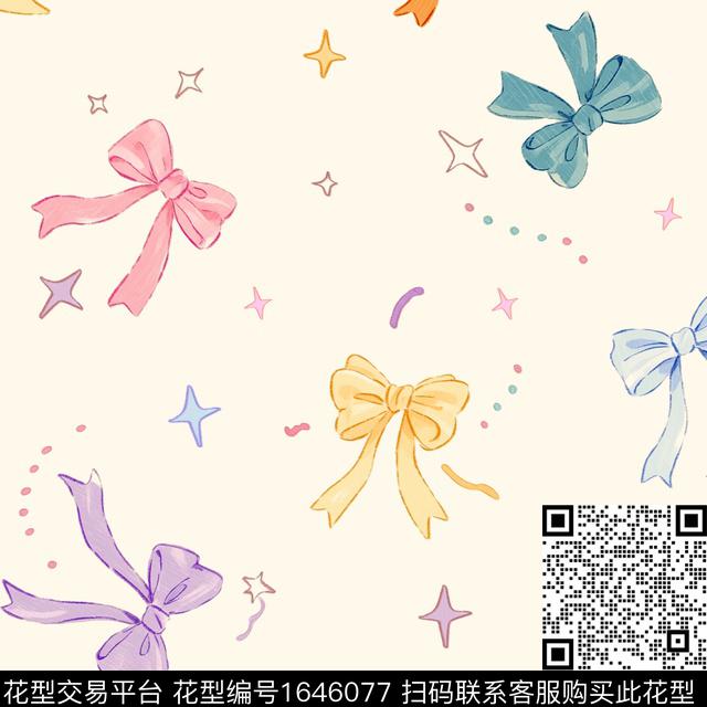 小清新蝴蝶结大牌风数码印花华亿平台下载（图片编号: 1646077） - 瓦栏（Walan）