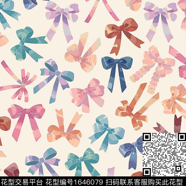小清新蝴蝶结大牌风数码印花华亿平台下载（图片编号: 1646079） - 瓦栏（Walan）
