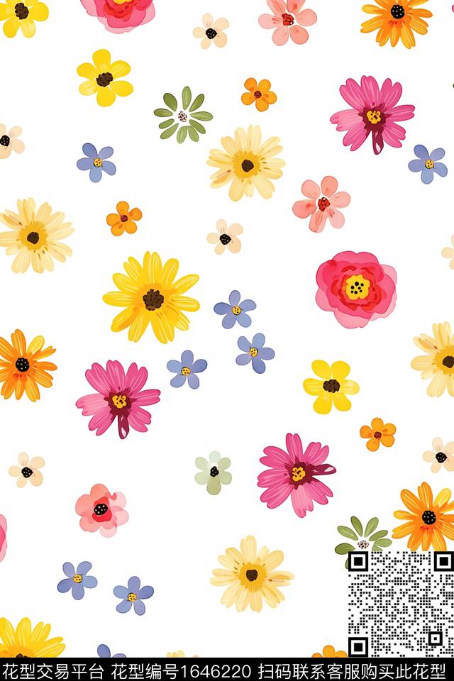 小清新花卉小碎花数码印花华亿平台下载（图片编号: 1646220） - 瓦栏（Walan）