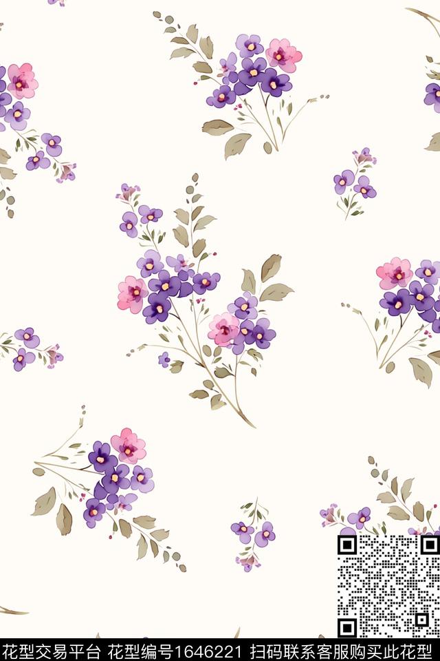 小清新花卉小碎花数码印花华亿平台下载（图片编号: 1646221） - 瓦栏（Walan）