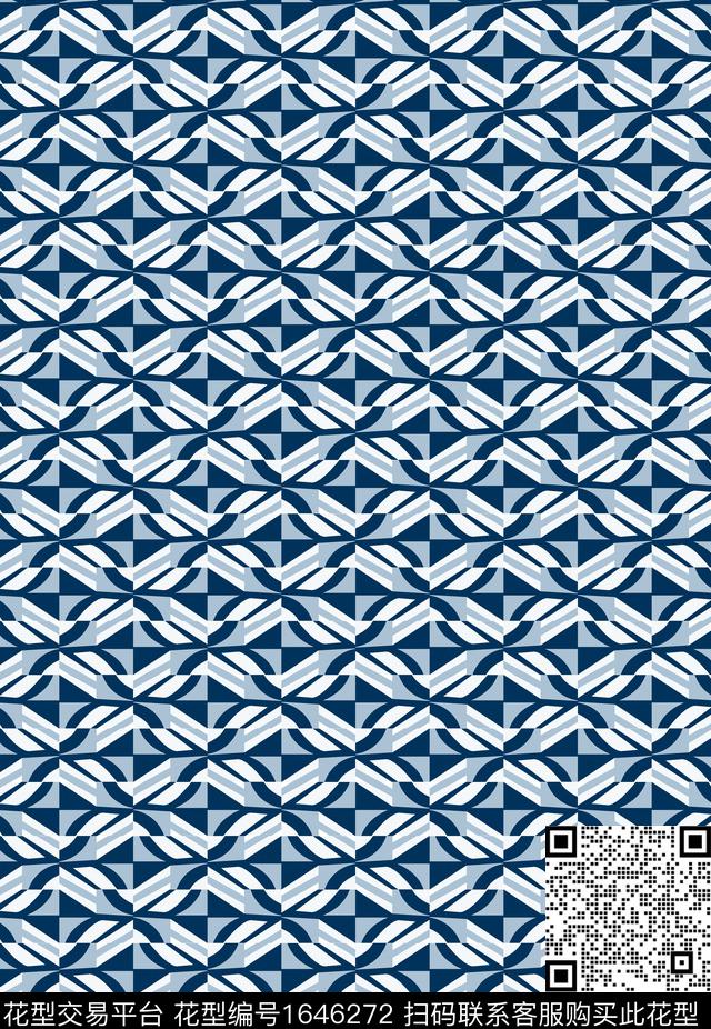 满版散花格子几何传统印花华亿平台下载（图片编号: 1646272） - 瓦栏（Walan）