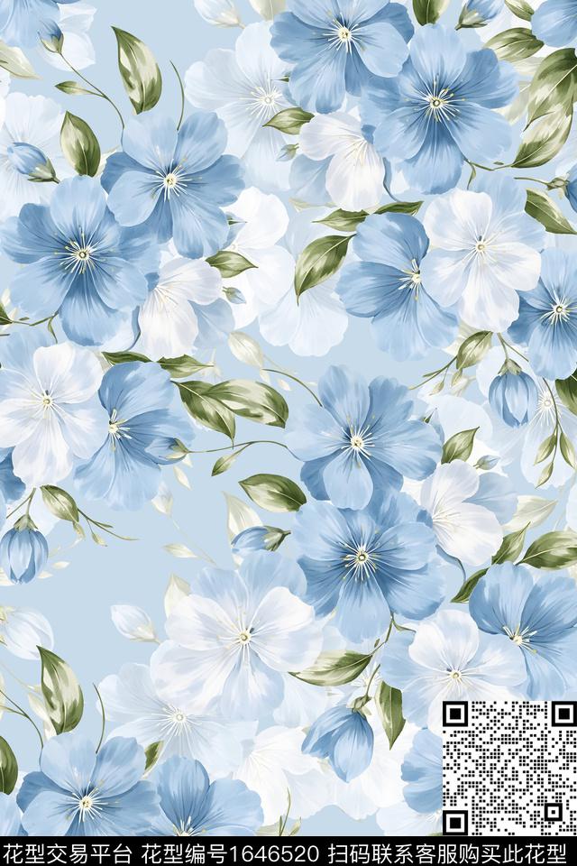 年轻女装真丝花卉数码印花华亿平台下载（图片编号: 1646520） - 瓦栏（Walan）